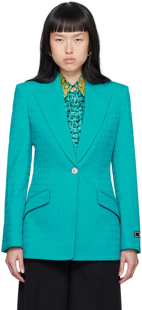 versace beverly palm print blazer|versace blue label jacket.